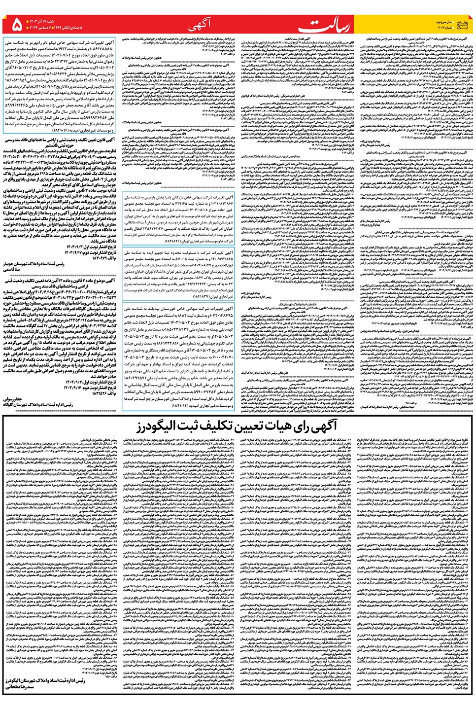 روزنامه تاریخ ۱۷ آذر ۱۴۰۳