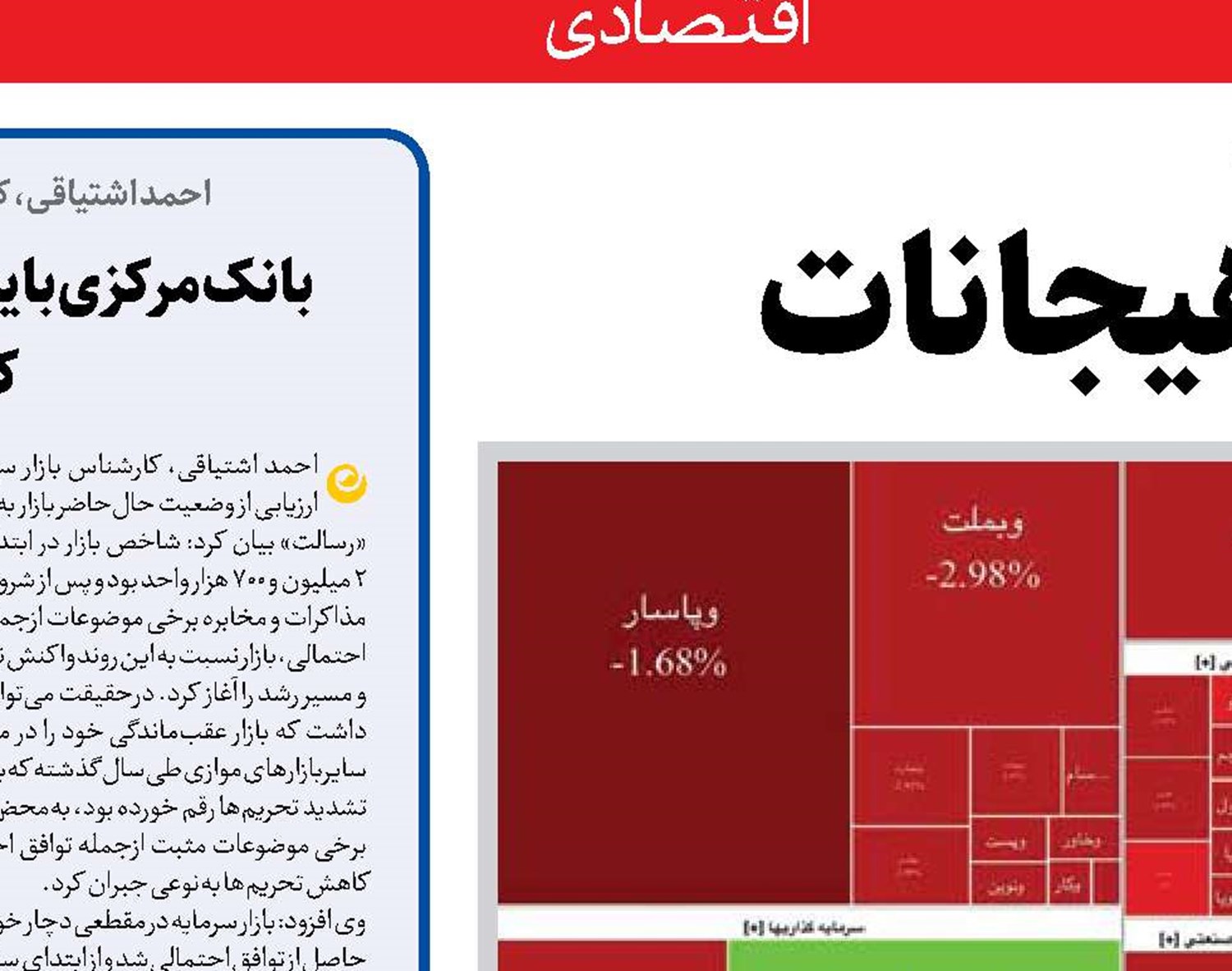  بورس تحت تأثیر هیجانات