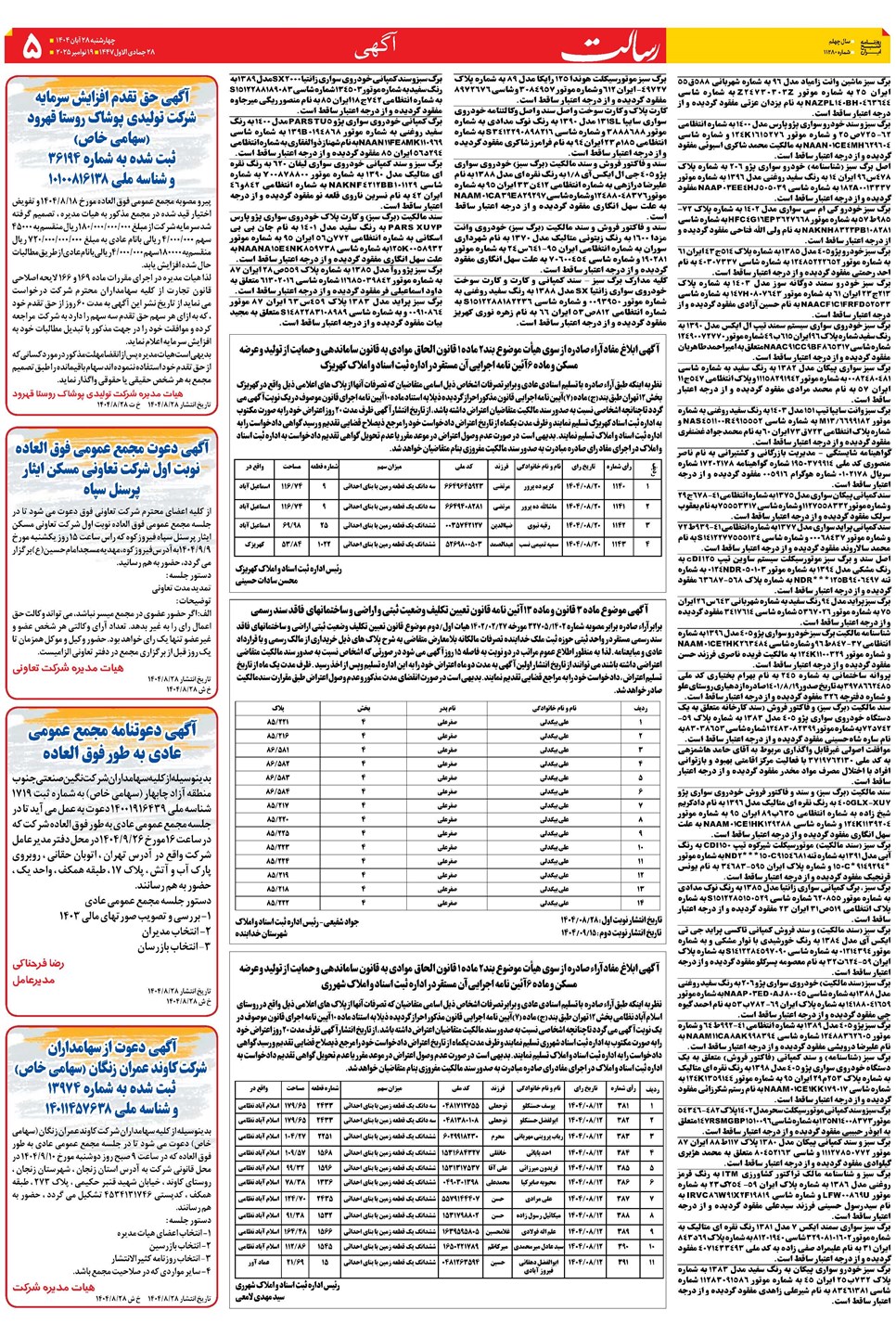 روزنامه تاریخ ۲۹ آبان ۱۴۰۴