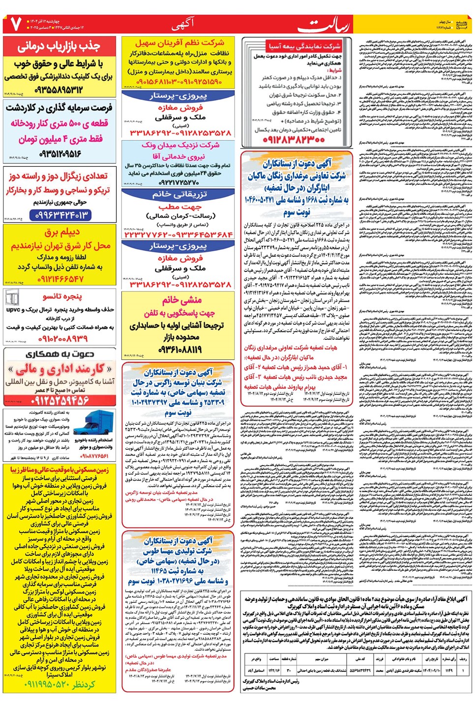 روزنامه تاریخ ۱۳ آذر ۱۴۰۴